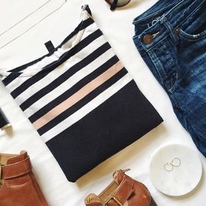 J. Crew Black, White and Pink Striped Shirt